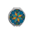 thumbnail image 1 of Blue Orange Morocco Flower Hand Compact Mirror Round Portable Pocket Glass, 1 of 3