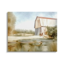 Stupell Industries Barn in Rural Farmland Nature Painting Gallery Wrapped Canvas Print Wall Art, 20 x 16