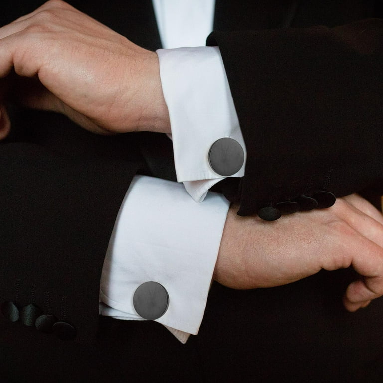 black dress shirt cufflinks Slim fit Black Stretch Shirt
