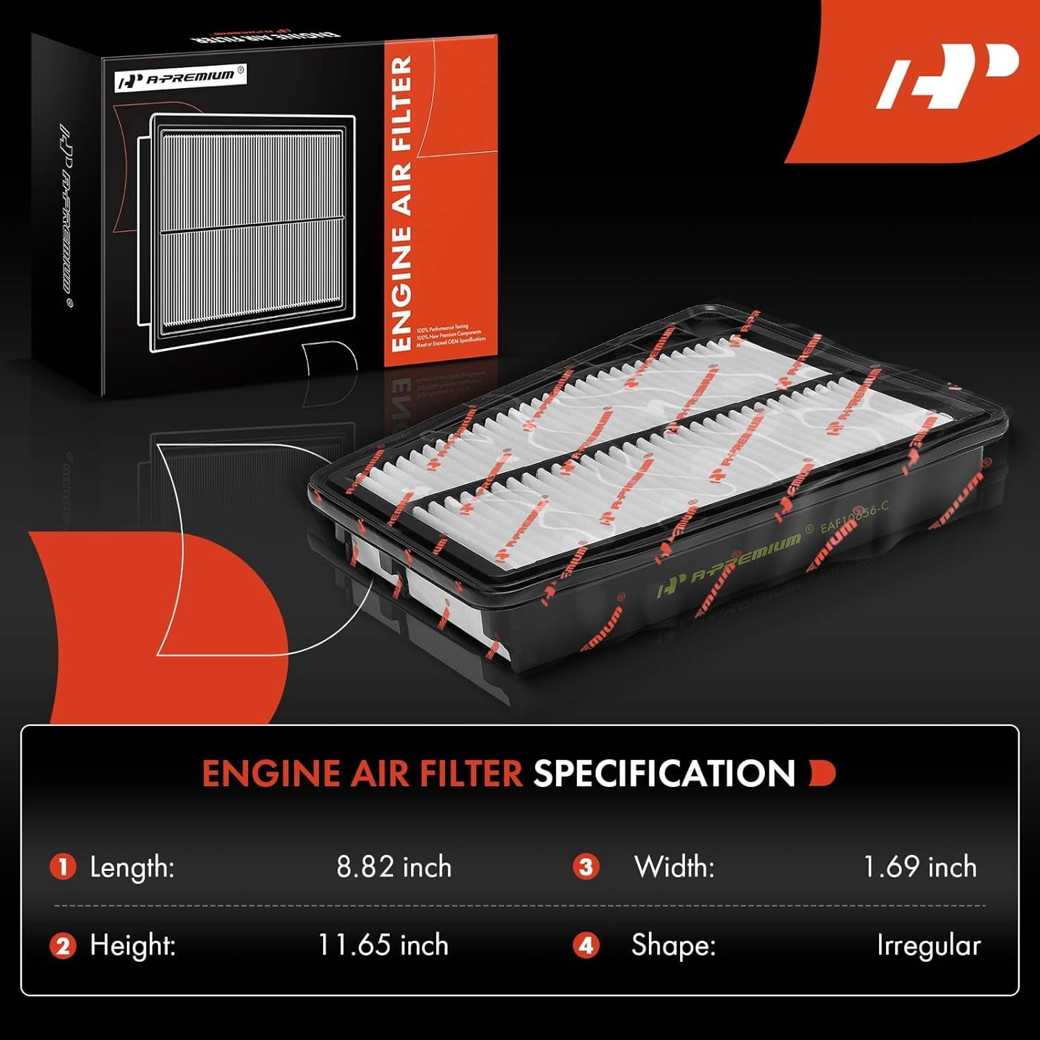 A-Premium 2-PC Engine Air Filter Compatible with Hyundai Genesis 2009 2010 2011 3.8L, Replace# 281133M000, 28113-3M000