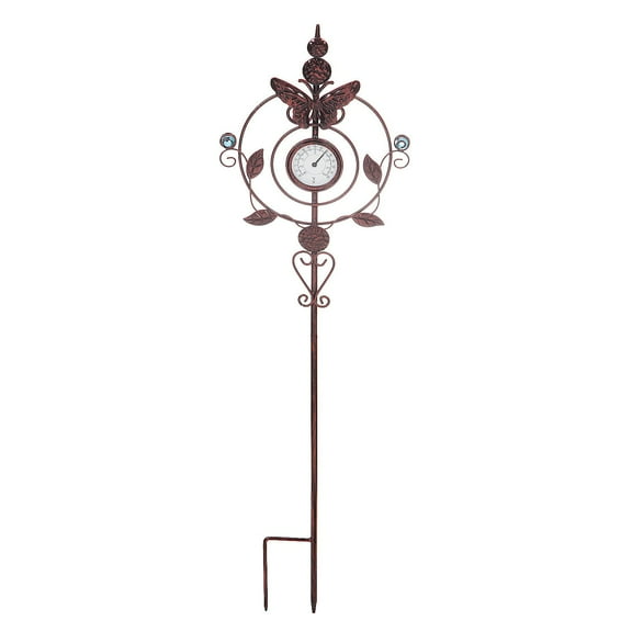 Evergreen Butterfly 32 in. Thermometer Garden Stake