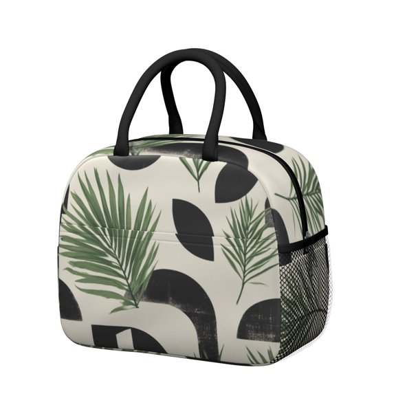 Obrewu Palm Leaves Abstract Art Lunch Bag for Adult, Insulated, Leakproof, Oxford Cloth
