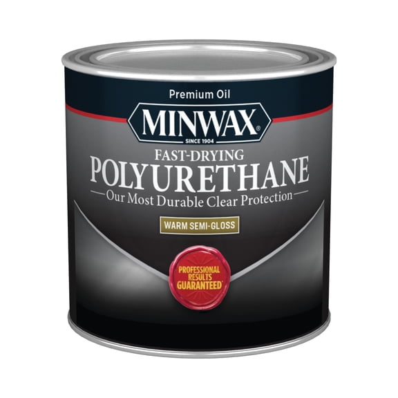 Minwax Fast-Drying Polyurethane, Warm Semi-Gloss, Clear, 1/2 Pint
