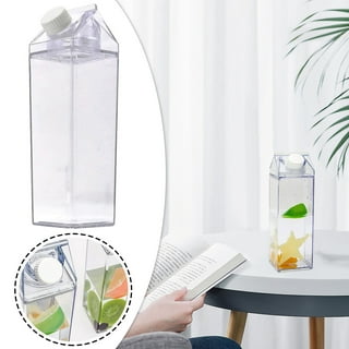 MTFun 500Ml/1000Ml Clear Milk Carton Water Bottle Leak-proof Milk Box Water  Bottle with 2 Spouts Portable Reusable Milk Bottles Water Juice Tea  Container for Travel Sports Camping Use 