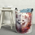thumbnail image 7 of KLL White Red Cat Couple Waterproof Foldable Laundry Hamper Bucket with Handles for Storage Bin,Kids Room,Home Organizer (Small ), 7 of 7