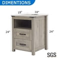 thumbnail image 3 of Nightstand with Charging Station, Sturdy Bedside Table with Storage Drawers & Shelf, End Table with USB Ports & Outlets, Night Stand for Bedroom, Gray, 3 of 14