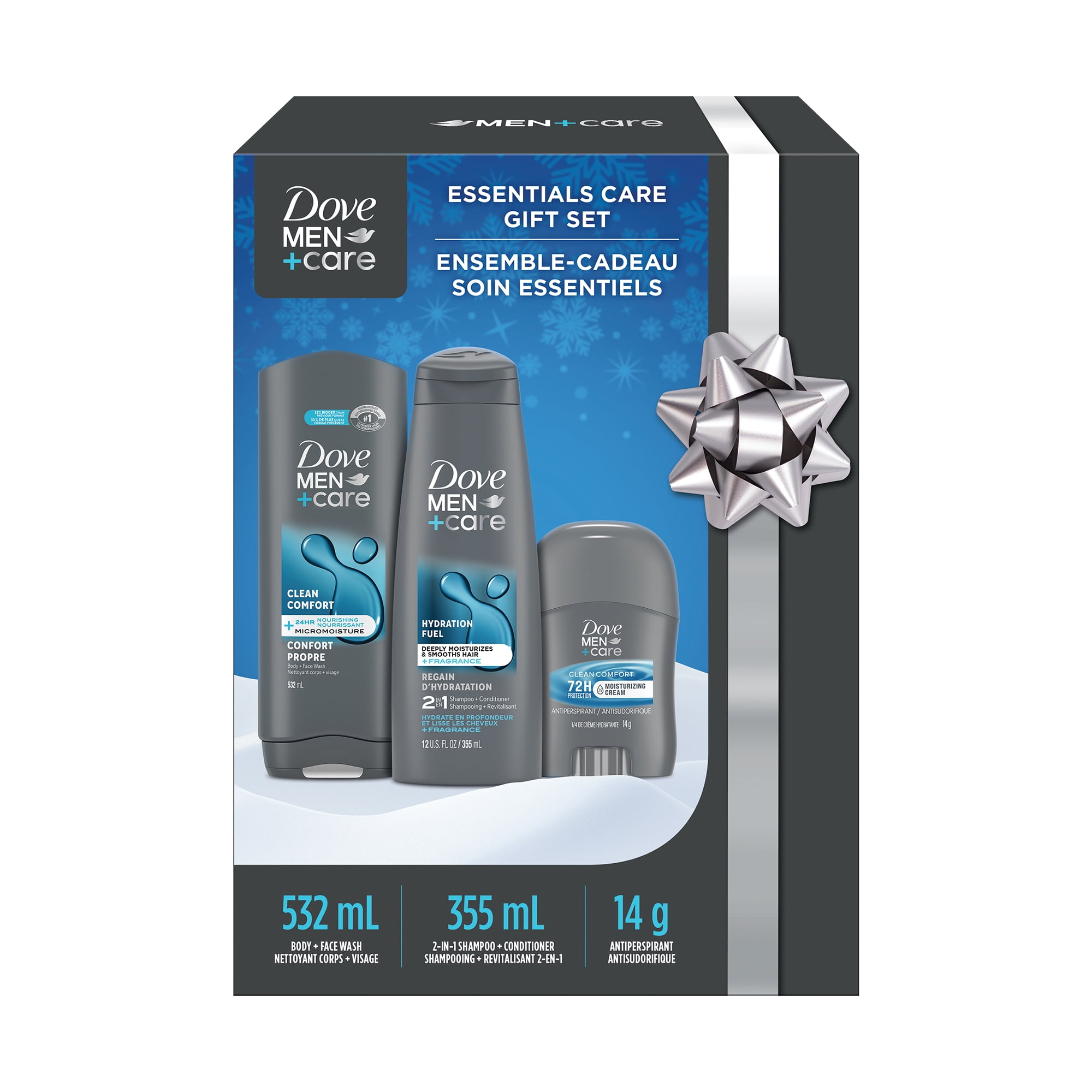 Dove Men+Care Gift Set for Men with Body Wash, 2-in-1 Shampoo + Conditioner, Essential Care and an Antiperspirant Deodorant Stick 3 piece, DOVE MENS DMC MIXED CC/HYD GP