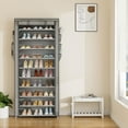 thumbnail image 5 of Vertical Narrow Shoe Rack Organizer 10 Tier Tall Shoe Storage Cabinet with Dustproof Cover, Grey, 5 of 6