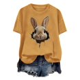 thumbnail image 4 of Tops de Cuello Alto para las Mujeres Amante Impreso Camiseta Cuello Redondo Manga Corta, Poliéster Spandex, 4 of 7