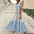 thumbnail image 5 of Youmylove Women's Summer 2025 Maxi Dress Flowy Smocked Maxi Dress Sleeveless Tie Shoulder Boho Dresses Floral Beach Sundress Vacation Sundresses, 5 of 9