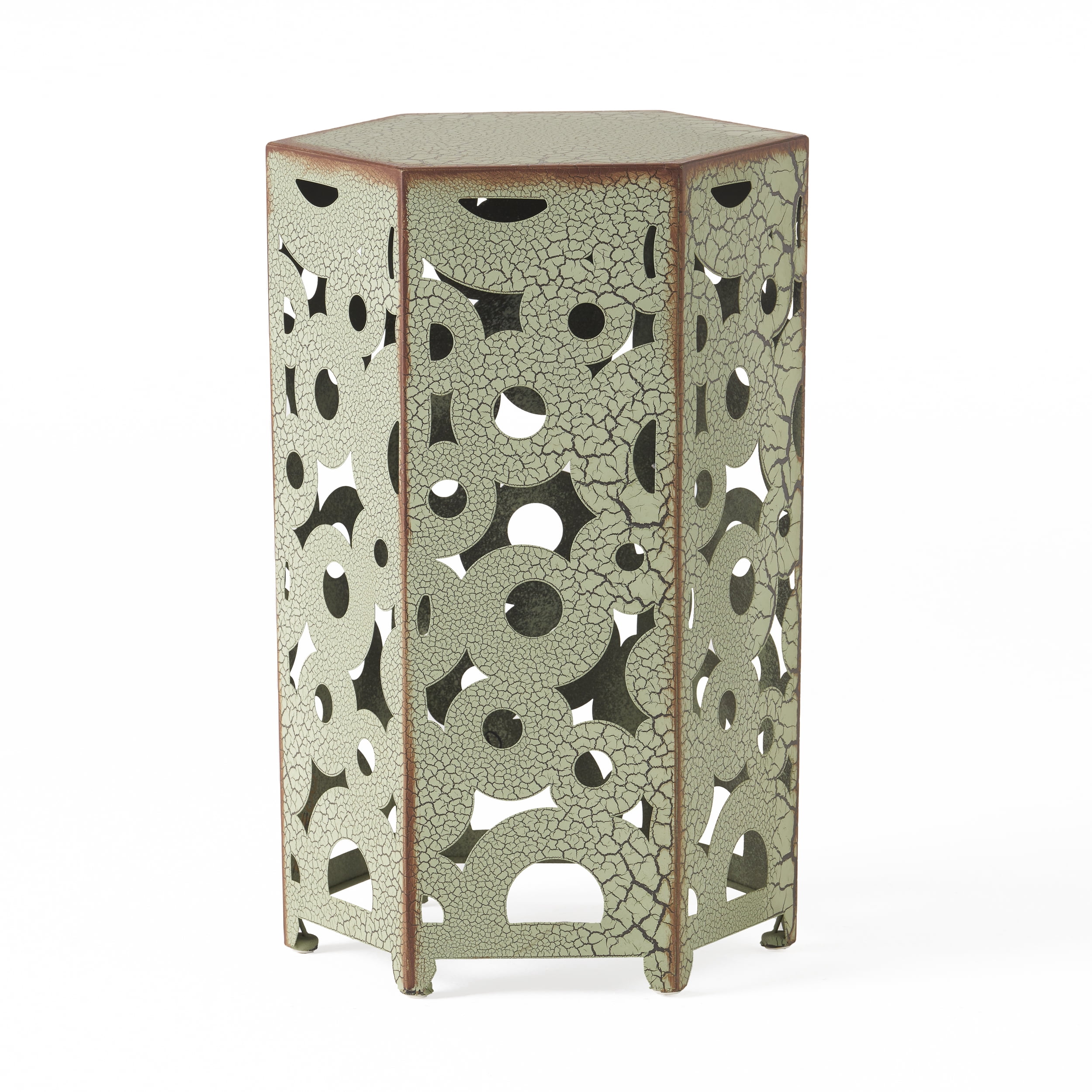 Outdoor Simple Iron Accent Side Table, Decor Leisure End Table for Patio Garden, Copper and Bronze