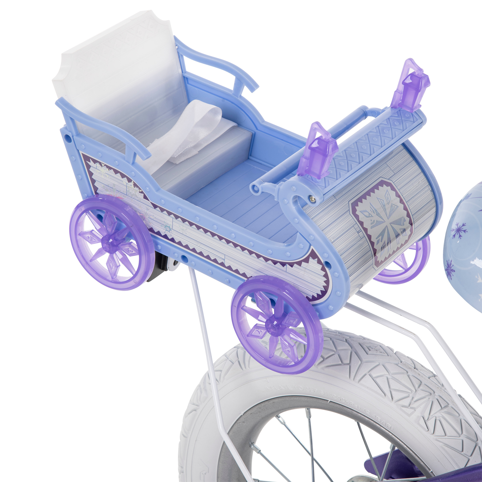 Disney Frozen 12 in. Bike with Doll Carrier Sleigh for Girl's, Ages 2+ Years, White and Purple by Huffy - image 12 of 19