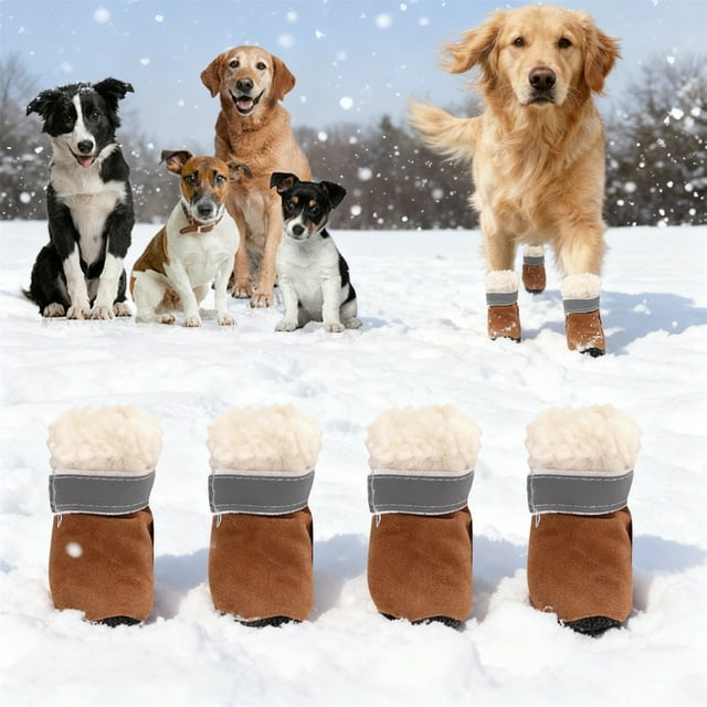 Bottes Protectrices pour Animaux Toutes Saisons Semelle Durable avec Bandes Réfléchissantes pour la Marche, la Randonnée et la Course en Plein Air sur Plusieurs Terrains