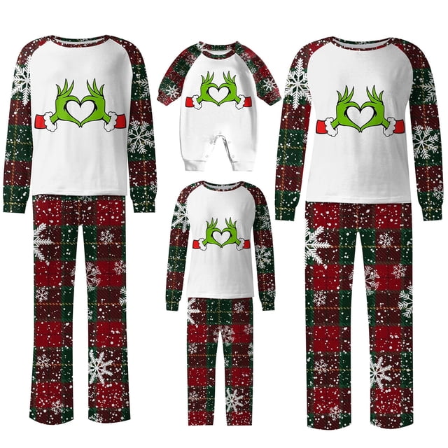 Pijamas navideños a juego Grinch - TKing Fashion 2024 Nuevos conjuntos de pijamas navideños familiares a juego Grinch, pijamas navideños navideños para parejas, adultos y niños, Hombres XL