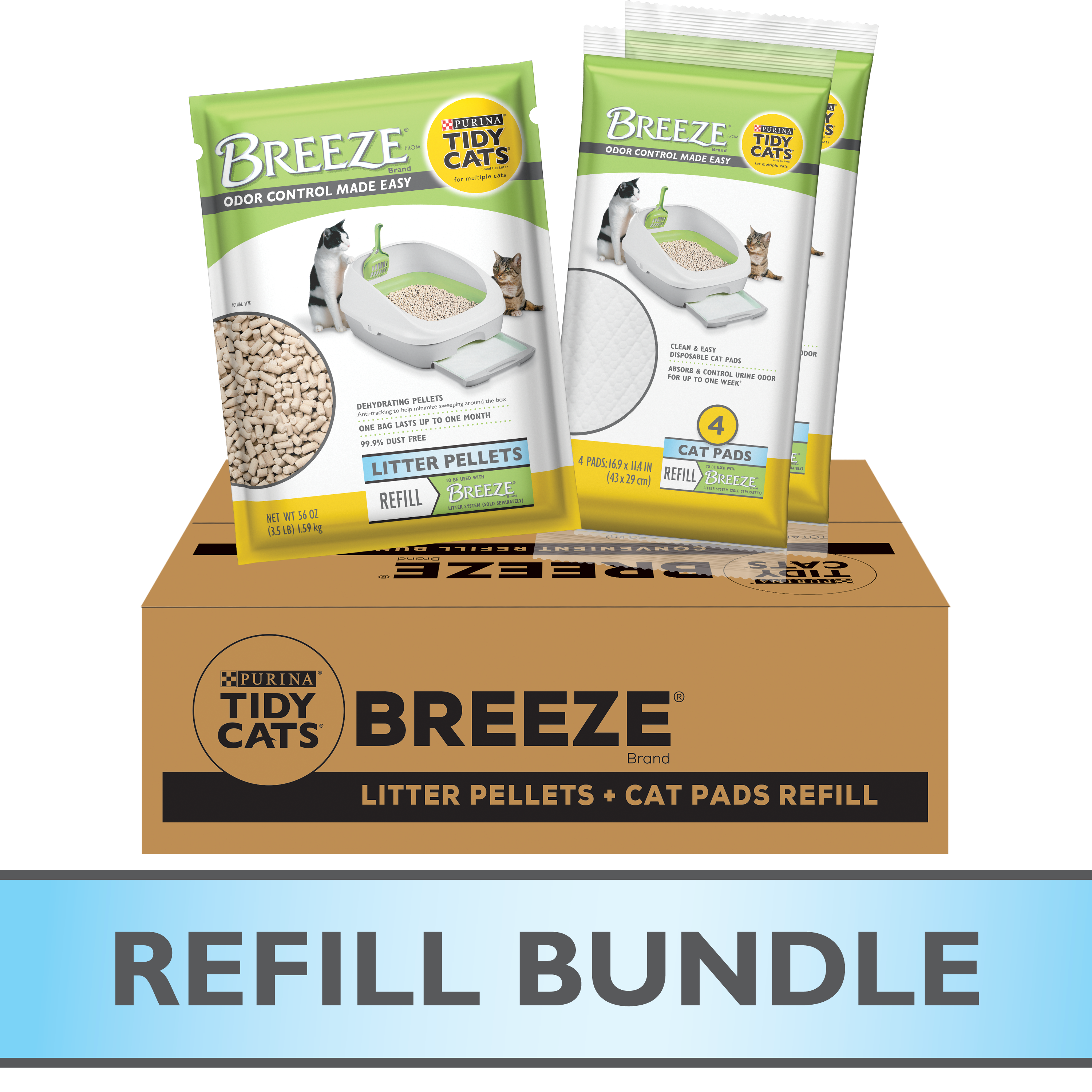 Purina Tidy Cats Breeze Non-Clumping Cat Litter Pellets (4-Pack, 7lb Each) - Low Dust