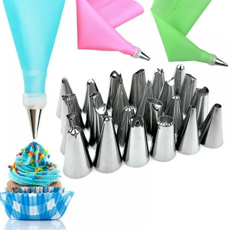 

Piping Bag and Tips Cake Decorating Supplies Kit Baking Supplies Cupcake Icing Tips with Pastry Bag for Baking Decorating Cake 26PCS Set