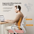 thumbnail image 3 of Gianna Ergonomic Mesh Office Chair with Fixed Armrests, Lumbar Support, and Mid-Back Design for Home & Desk Use with Smooth-Rolling Wheels, Pink, 3 of 5