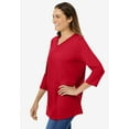 thumbnail image 3 of Woman Within Plus Size Perfect Three-Quarter Sleeve V-Neck Tee (Petite Available), 3 of 5
