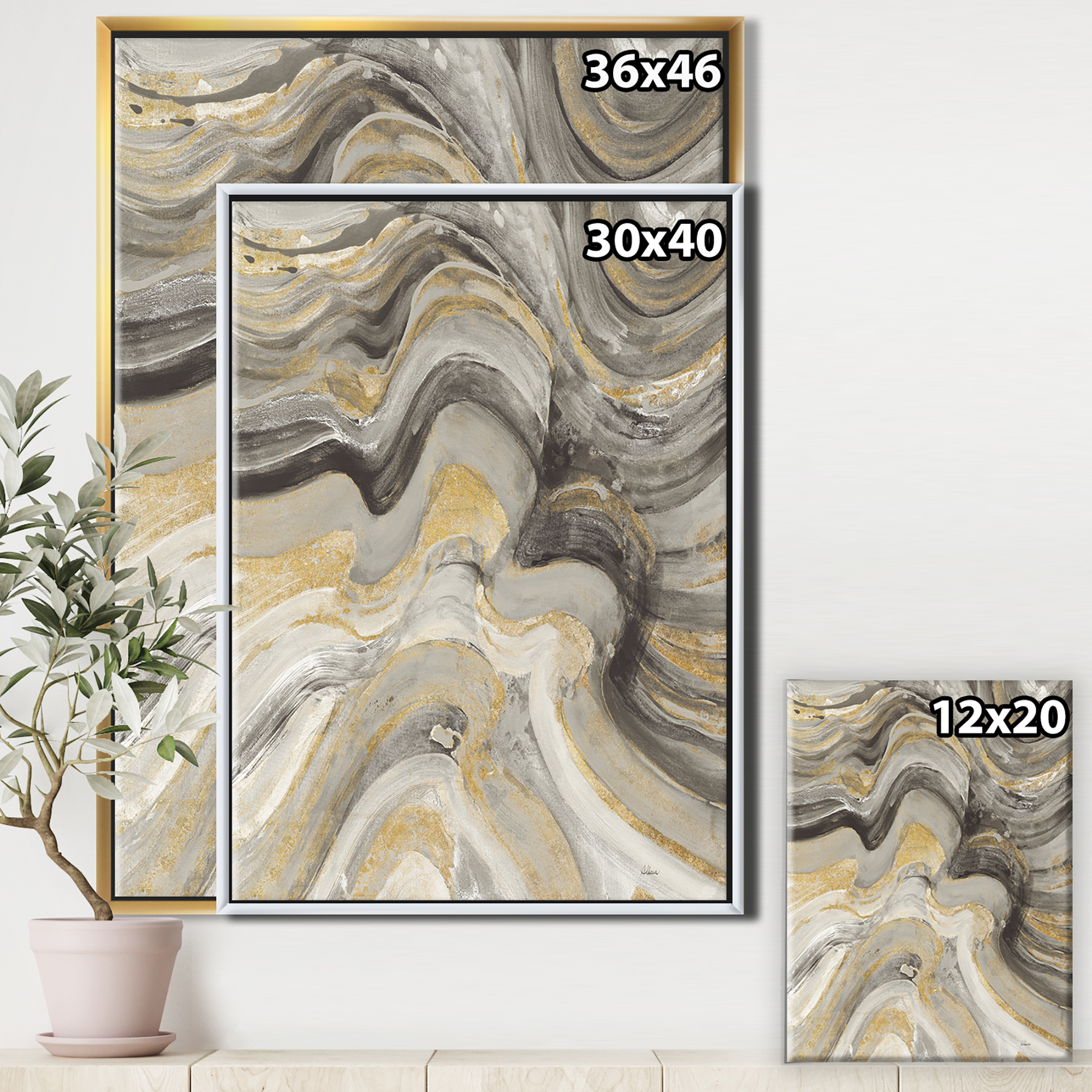 Designart ' Glam Gold Canion ' Modern & Transitional Framed Canvas
