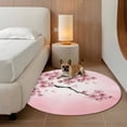 thumbnail image 2 of Pink Cherry Flower Round Area Rug 6Ft Washable Circle Rugs for Bathroom Office, Spring Watercolor Blooms Floral Branch Non-Slip Carpet Floor Mats Indoor Outdoor Carpet Runner Aesthetic Home Decor, 2 of 8
