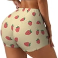 thumbnail image 2 of Sigee Strawberries Print Women's High Waist Workout Shorts - Squat Proof, Tummy Control, Yoga and Gym Activewear-, 2 of 9