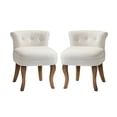 thumbnail image 2 of Makeup Vanity Stool Dressing Table Accent Chair Set of 2 Velvet Tufted Upholstered Cushioned Wood Leg Home Bedroom Living Room Ivory, 2 of 8