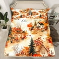 thumbnail image 2 of Manfei Orange Pumpkin Full Sheet Sets,Rustic Cabin Bedding Full Size,Thanksgiving Day Bed Sheets Set Full Size,Lightweight Autumn Room Decor,4-Piece, 2 of 6