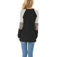 thumbnail image 3 of Blusas con estampado de leopardo y manga larga con bloques de color para mujer, camisas casuales holgadas a rayas con cuello redondo, blusas tipo túnica, 3 of 4