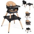 thumbnail image 1 of Costway 9-in-1 Kids Table & Chair Set with Solid Wood Legs, Removable Dishwasher-Safe Tray Coffee + Black, 1 of 10