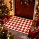 thumbnail image 5 of Adornos navideños, adornos navideños, regalos navideños. Tapete de seda roja cuadrada con estampado navideño, de alta calidad, resistente a rayones, antidesgaste y fácil de limpiar. Tapetes de PVC C., 5 of 7