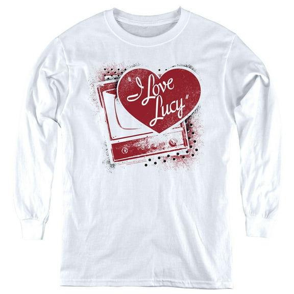 I Love Lucy Spray Paint Heart Youth Long Sleeve T-Shirt White