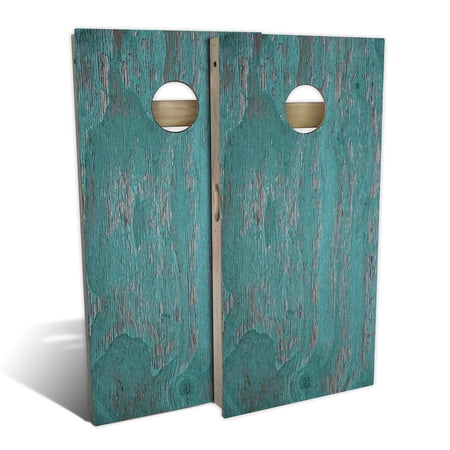 Skip's Garage Rustic Blue Solid Wood Cornhole Board Set