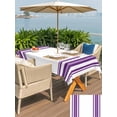 thumbnail image 5 of Outdoor Tablecloth with Umbrella Hole for Patio/Picnic/Party/Camping, Purple Striped Waterproof Table Cloth Rectangle Table Cover Washable, Farmhouse Simple Line Vertical Stripes (60"x 120"), 5 of 9