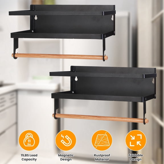 2Pcs Foldable Refrigerator Magnetic Spice Racks  Kitchen Fridge Magnet Organizer