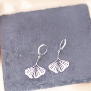 CXWIND Unique Gingko Leaf Charm Drop Hoop Earrings for Women Girls Gift Stainless Steel Party Statement Jewelry Pendientes Mujer