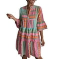thumbnail image 2 of Ovzne Robes pour Femmes Robe Femme Mode Femme Été Décontracté Imprimé Col en V Manches Courtes Mini Robe Robe de Vacances Manches Courtes Imprimée Liquidation, 2 of 6