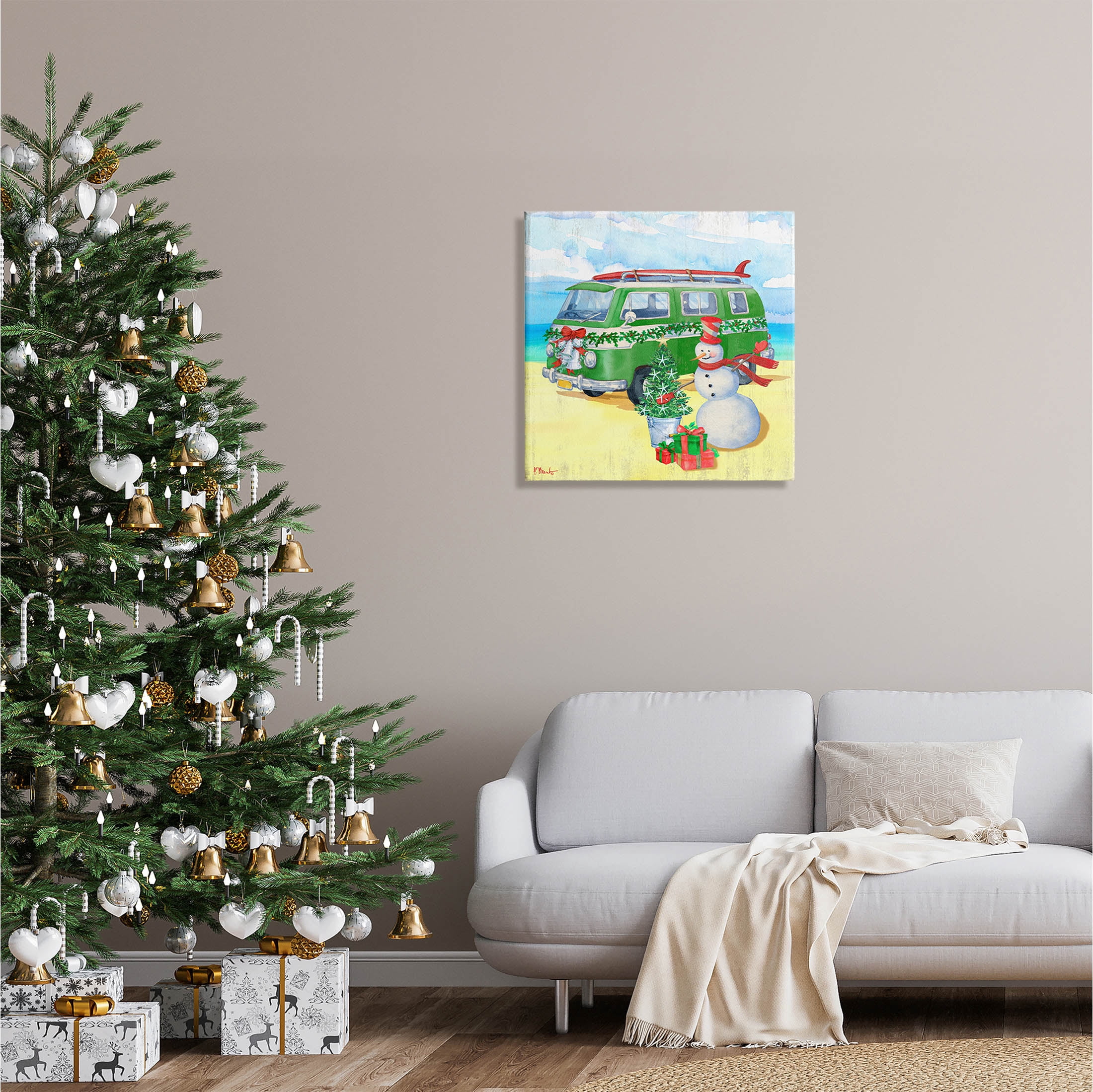 Nautical Christmas Holiday Beach Holiday Graphic Art Gallery Wrapped Canvas Print Wall Art