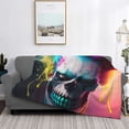 thumbnail image 2 of Rateoe Modern Abstract Colorful Skull A Pattern Flannel Throw Blanket, Ultra-soft Blanket for Bed, Couch, Car, Hypoallergenic Anti-pilling blanket-50"x40"(Horizontal), 2 of 6