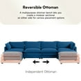 thumbnail image 6 of JUSTLET U-Shaped Sectional Sofa Set, Indoor Furniture Convertible Modular Corduroy Sectional Sofa Set with 2 Ottomans for Living Room, Navy, 6 of 11