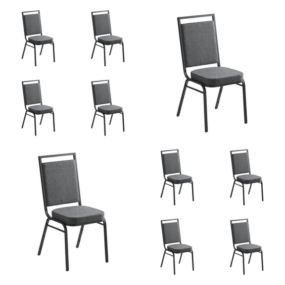 (10 PACK) Square Back Banquet Dining Chair with Gray Fabric - Commercial Quality Restaurant Chair