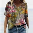 thumbnail image 2 of ZMHEGW T Shirts For Women Loose Fit Tops Scenic Size Printing Fashion Round Plus Neck Flowers Casual Blouse Tshirts, 2 of 2