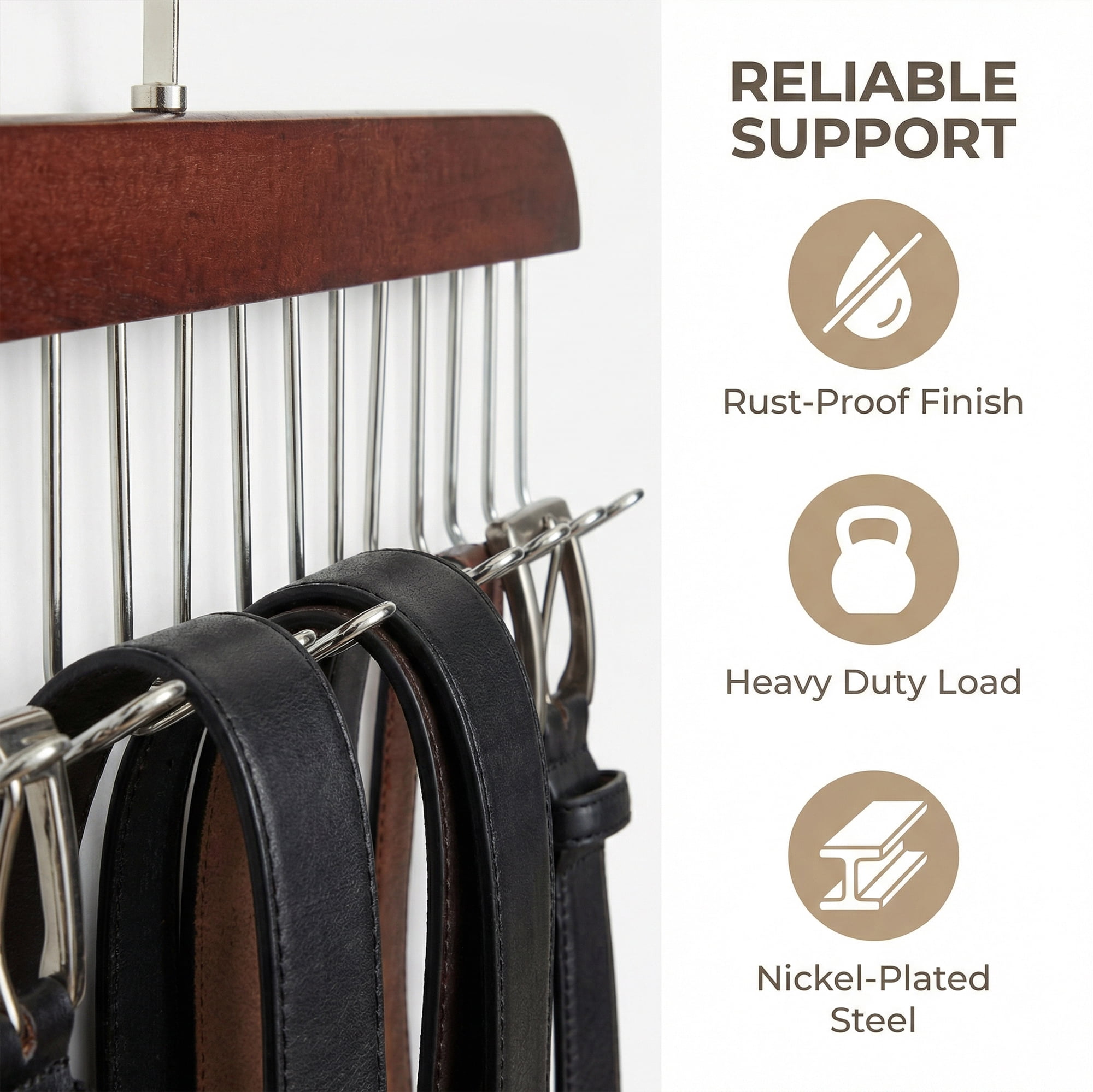 Unique Bargains 2Pcs Bra Wood Tank Top Hangers With 8 Hooks Vintage 11x7.1x0.5in