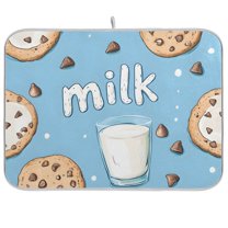 Yayeee Dish Drying Mat for Kitchen Counter 18"x24" Microfiber Absorbent Pad, Milk and Cookies
