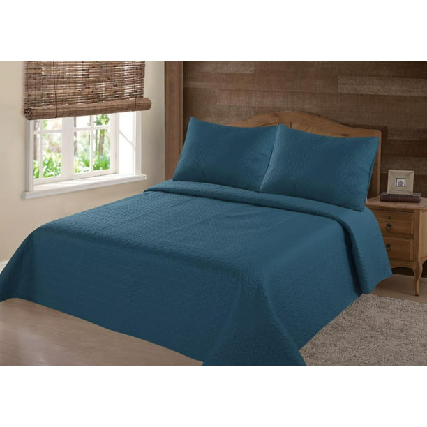 Persian Eygyption Collection Nena Teal Queen Solid Closout Quilt