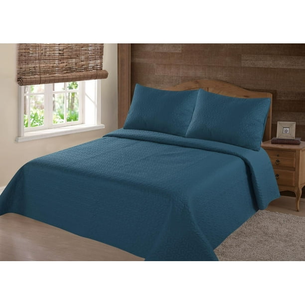 Midwest Nena Teal Twin Solid Closout Quilt Bedding Bedspread