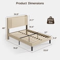thumbnail image 2 of Asofer Full Bed Frame w/Upholstered Wingback, Wood Slats, Charging Station & LED Lights, Beige, 2 of 11