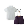 thumbnail image 3 of Toddler Baby Boys Suit Toddler Dress Clothes Short Top Bowtie Shorts 12 Months-5T Summer Outfits, 3 of 9