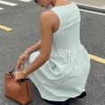 thumbnail image 4 of CIENVNSTG Women Sweet Maxi Dress Wide Strap Square Neck Flare Dress Summer Sundress Green XL, 4 of 5