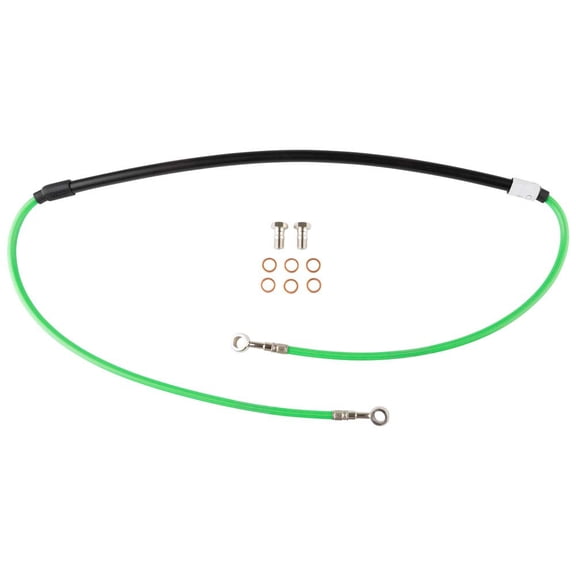 Tusk Front Motorcycle Steel Braided Brake Line Standard Length Green For Suzuki RMZ450 2008-2017