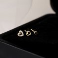 thumbnail image 1 of Pendiente de amor esmaltado con diamantes huecos, tres piezas, para mujer, sencillo, mini, pequeño, para oreja, 1 of 6